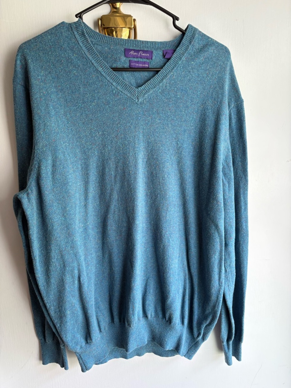 Alan Flusser Teal Blue V-Neck Sweater